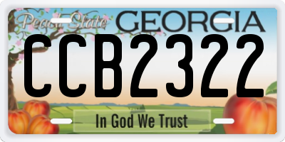 GA license plate CCB2322