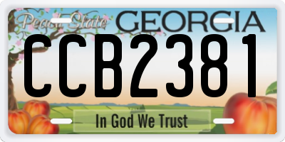 GA license plate CCB2381