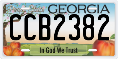 GA license plate CCB2382