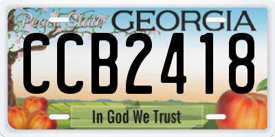 GA license plate CCB2418