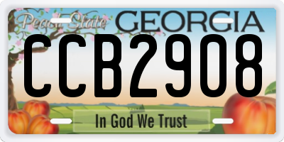GA license plate CCB2908