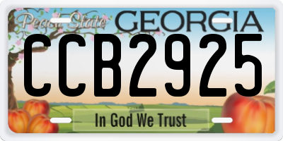 GA license plate CCB2925