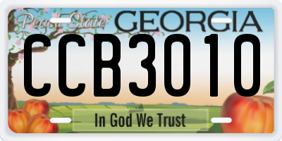 GA license plate CCB3010