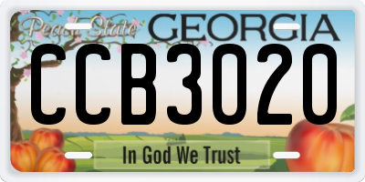 GA license plate CCB3020