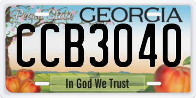 GA license plate CCB3040