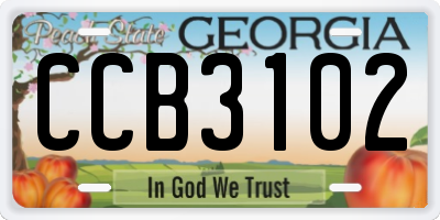 GA license plate CCB3102