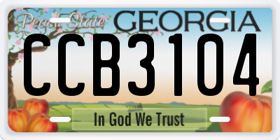 GA license plate CCB3104