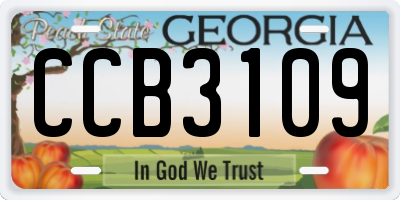 GA license plate CCB3109