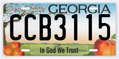 GA license plate CCB3115