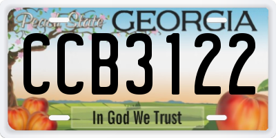 GA license plate CCB3122