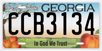 GA license plate CCB3134