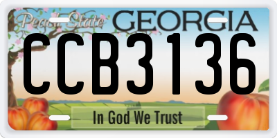 GA license plate CCB3136