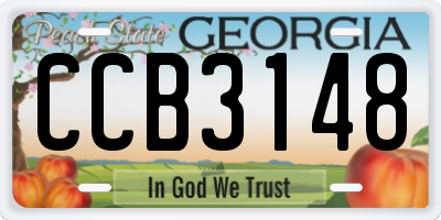 GA license plate CCB3148