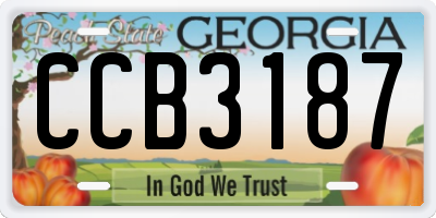 GA license plate CCB3187