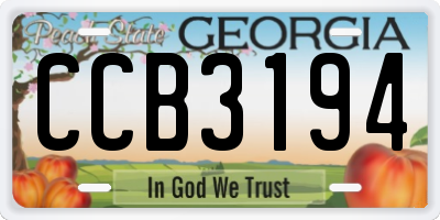 GA license plate CCB3194