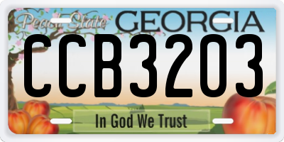 GA license plate CCB3203