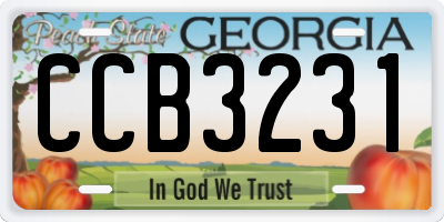 GA license plate CCB3231