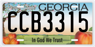 GA license plate CCB3315