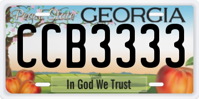 GA license plate CCB3333