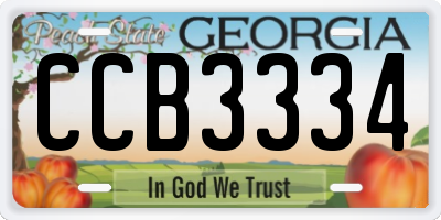 GA license plate CCB3334