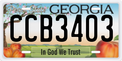 GA license plate CCB3403