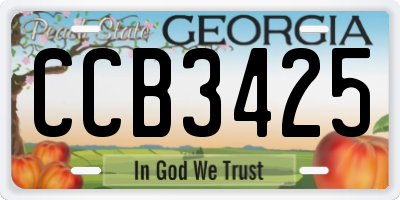 GA license plate CCB3425