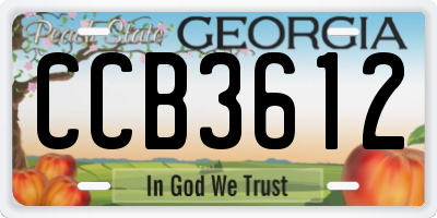 GA license plate CCB3612