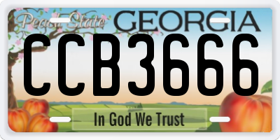 GA license plate CCB3666