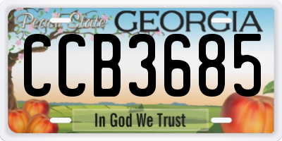 GA license plate CCB3685