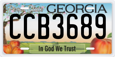 GA license plate CCB3689