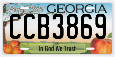 GA license plate CCB3869