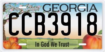 GA license plate CCB3918