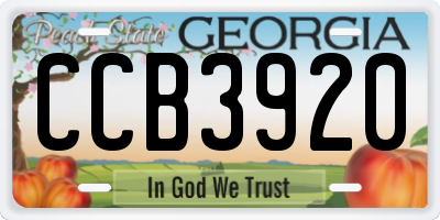 GA license plate CCB3920
