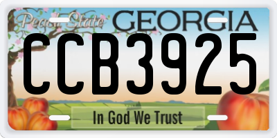 GA license plate CCB3925