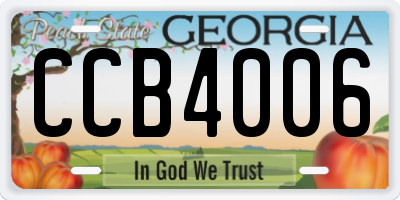 GA license plate CCB4006