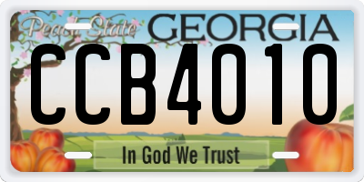 GA license plate CCB4010
