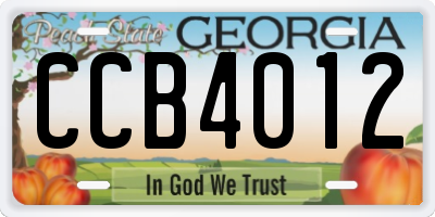 GA license plate CCB4012