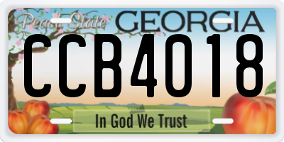 GA license plate CCB4018