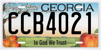 GA license plate CCB4021