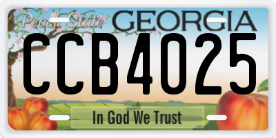 GA license plate CCB4025
