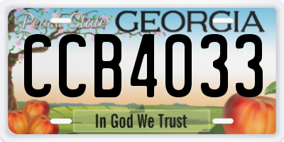 GA license plate CCB4033