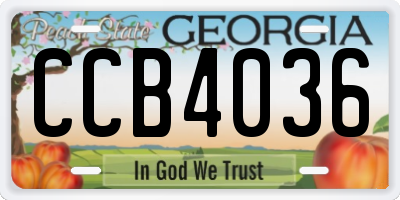 GA license plate CCB4036