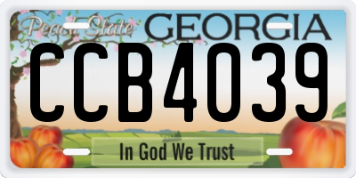 GA license plate CCB4039