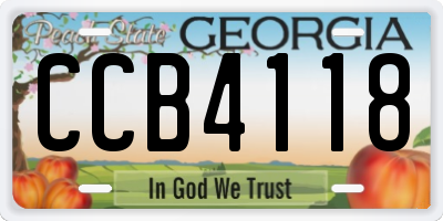 GA license plate CCB4118