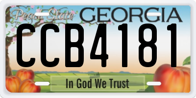 GA license plate CCB4181