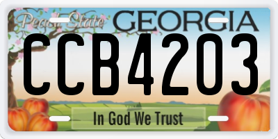 GA license plate CCB4203
