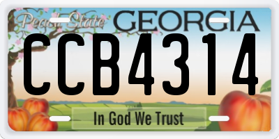 GA license plate CCB4314