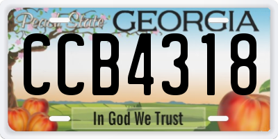 GA license plate CCB4318