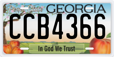 GA license plate CCB4366