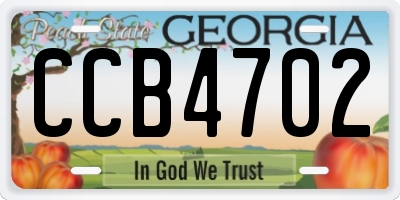 GA license plate CCB4702